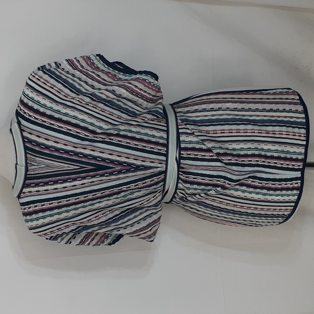Masoni Tweed striped blouse blue pink size 46 us size 6 - Picture 5 of 9